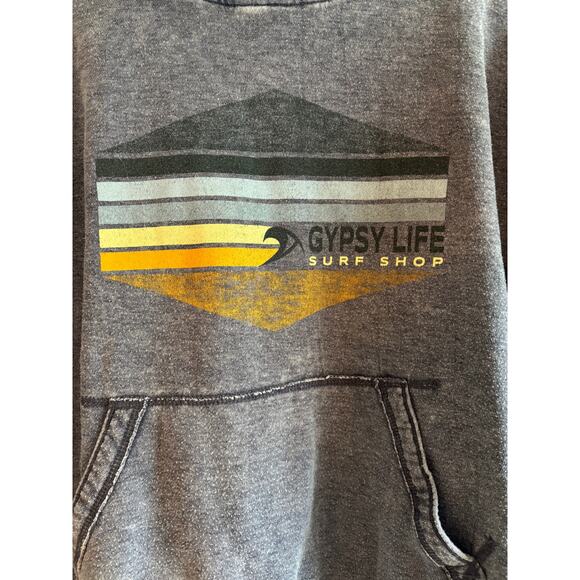 Hoodie | Mens M | Gypsy Life Surf Shop | Burnout Wash Fleece | Navy | Sweatshirt - Picture 4 of 7